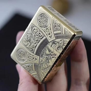 Zorro 912 Deep Carved Brass Kerosene Lighter Heavy Armor Design, Windproof, Includes Special Engraving, Vintage Collectible 912 sqs