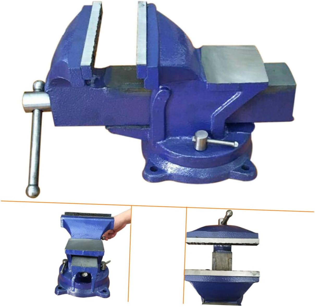 POPETPOP Heavy Duty Table Vise Mini Flat Steel Workbench Clamp for DIY Craft Jewelry Woodworking and Milling Projects Blue