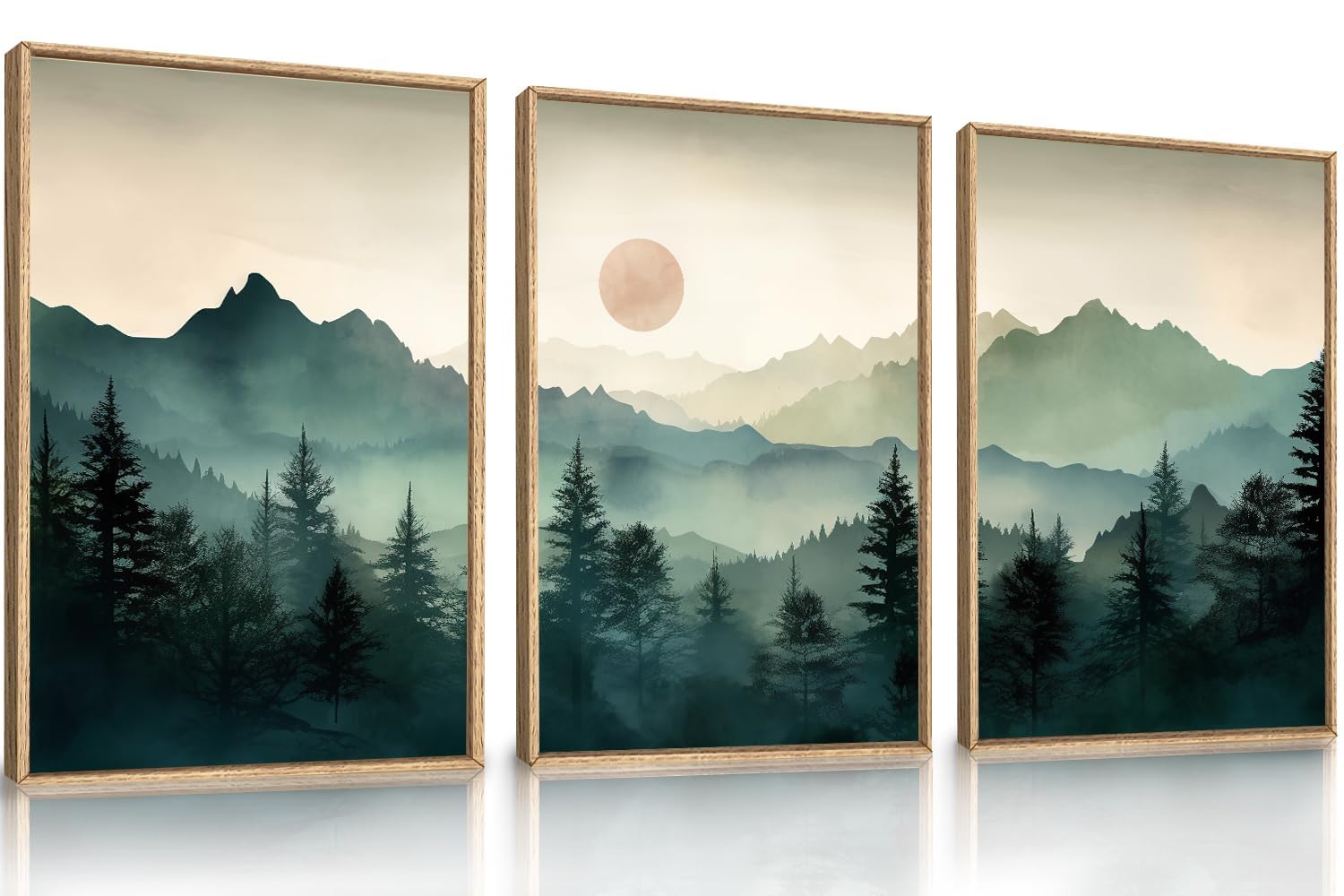 Ausril Large Abstract Green Gray Pastel Framed Canvas Wall Art,Neutral Landscape Wall Decor,Modern Watercolor Lake Artwork,Beige Textured Illustrations Art for Living Room,Bedroom,Office- 16"x24"x3 — view 38