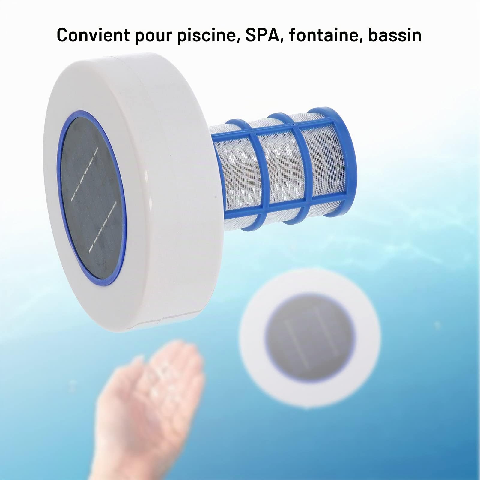 Ejoyous Ioniseur de Piscine Solaire, Ioniseur de Piscine à énergie Solaire, Ioniseur d'eau, Nettoyeur de Piscine sans Produits Chimiques, pour Nettoyeur de Piscine, Nettoyage de l'eau