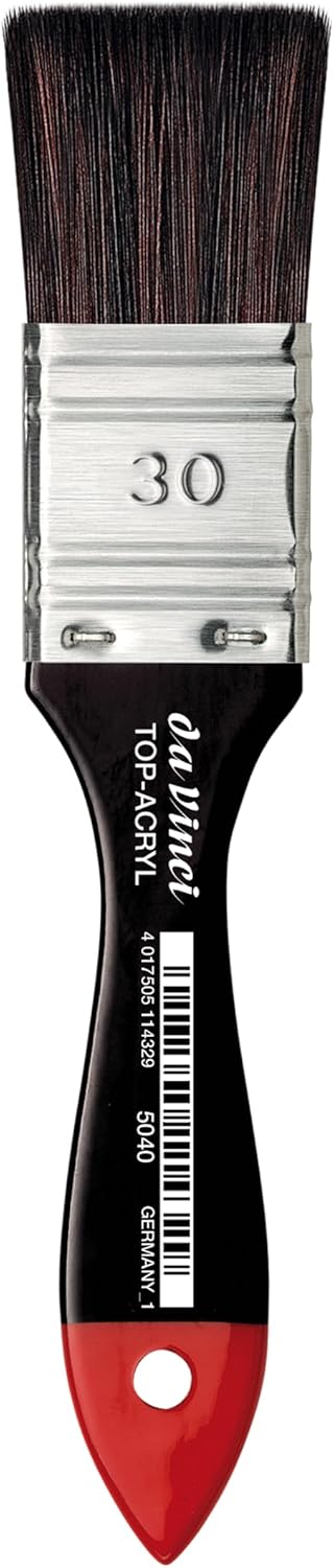 da Vinci Oil & Acrylic Series 5040 Top Acryl Paint Brush, Flat Mottler Red/Brown Synthetic with Plainwood Handle, Size 30