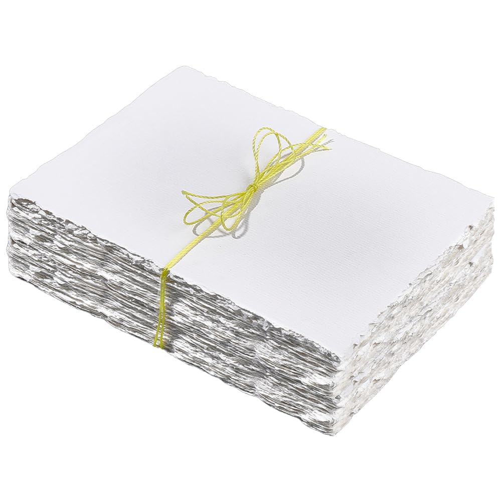 WADORN 100 Feuilles Papier aquarelle Blanc 13x18cm, 300 g/m² bords déchirés Surface rugueuse Papier texturé Fait Artisanat DIY Invitations mariage aquarelle Fabrication Dessin Art Peinture