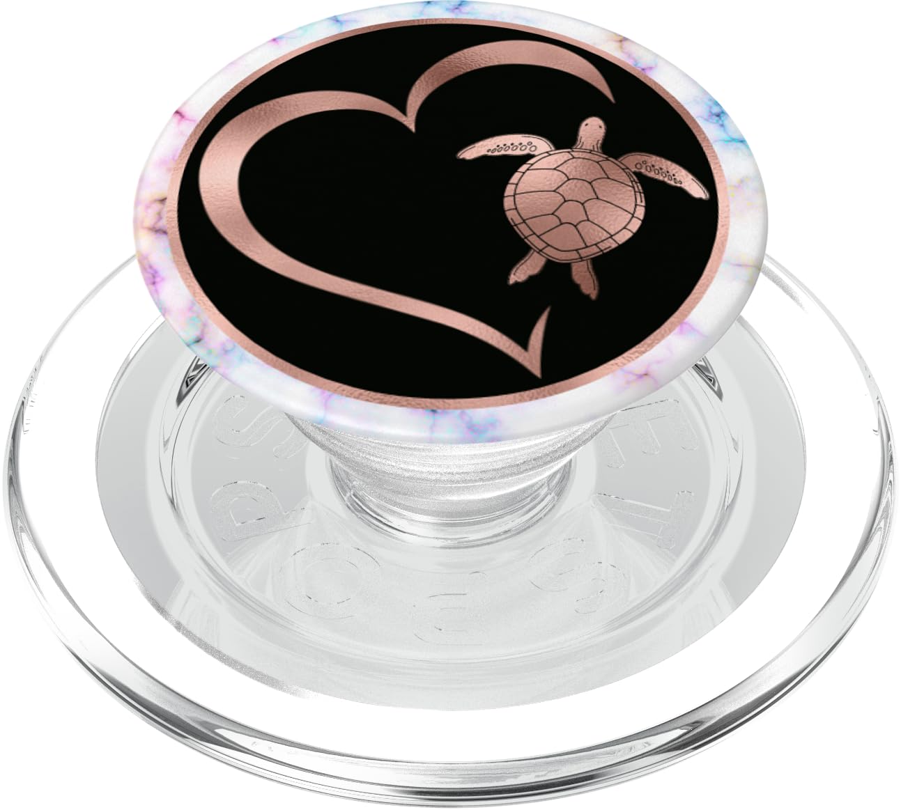 Pink Sea Turtle Heart PopSockets PopGrip for MagSafe