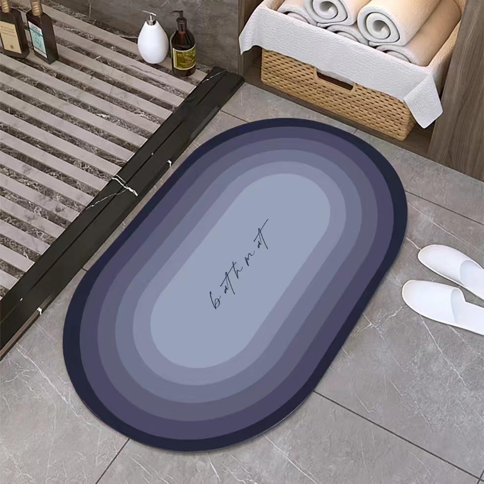 Image of SKVM Memory Foam Water Absorbent Rectangular Shape Mat for Bathroom Kitchen Floor Door Entrance Anti Slip Foot Skid Shower mat (Round D1)
