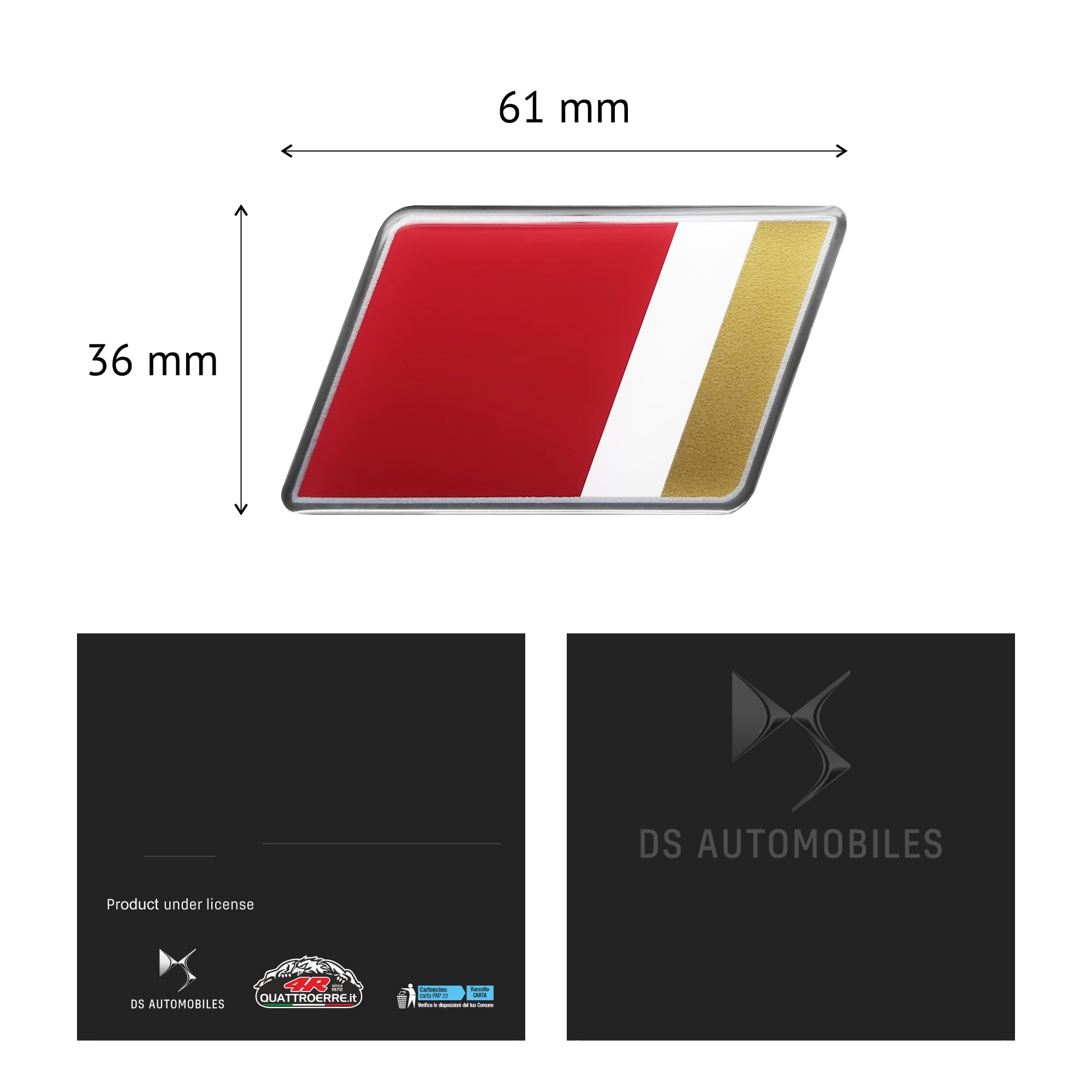 4R Quattroerre.it Ds Performance Naklejka 3D Oficjalna, 61 x 36 mm