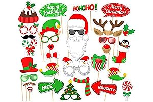 BinaryABC Christmas Party Photo Booth Props Kit - Festive Fun for Your Celebration