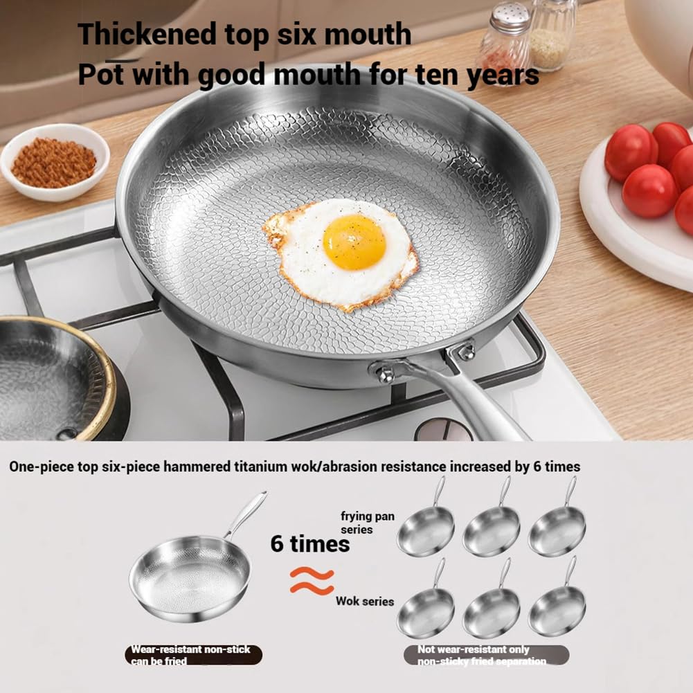 Kovali Titanium Frying Pan, titan pfanne unbeschichtet, 26/28/30 cm kovali pfanne titan, Ultra-Durable Scratch-Resistant, Non-Stick Wok Frying Pan for Kitchen and Camping