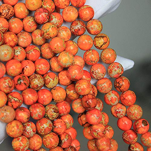 Jartc Natural Stone 6 Colors Sea Sediment Imperial Jasper Round Loose Beads For Jewelry Making (6Mm, Orange) #TOP5