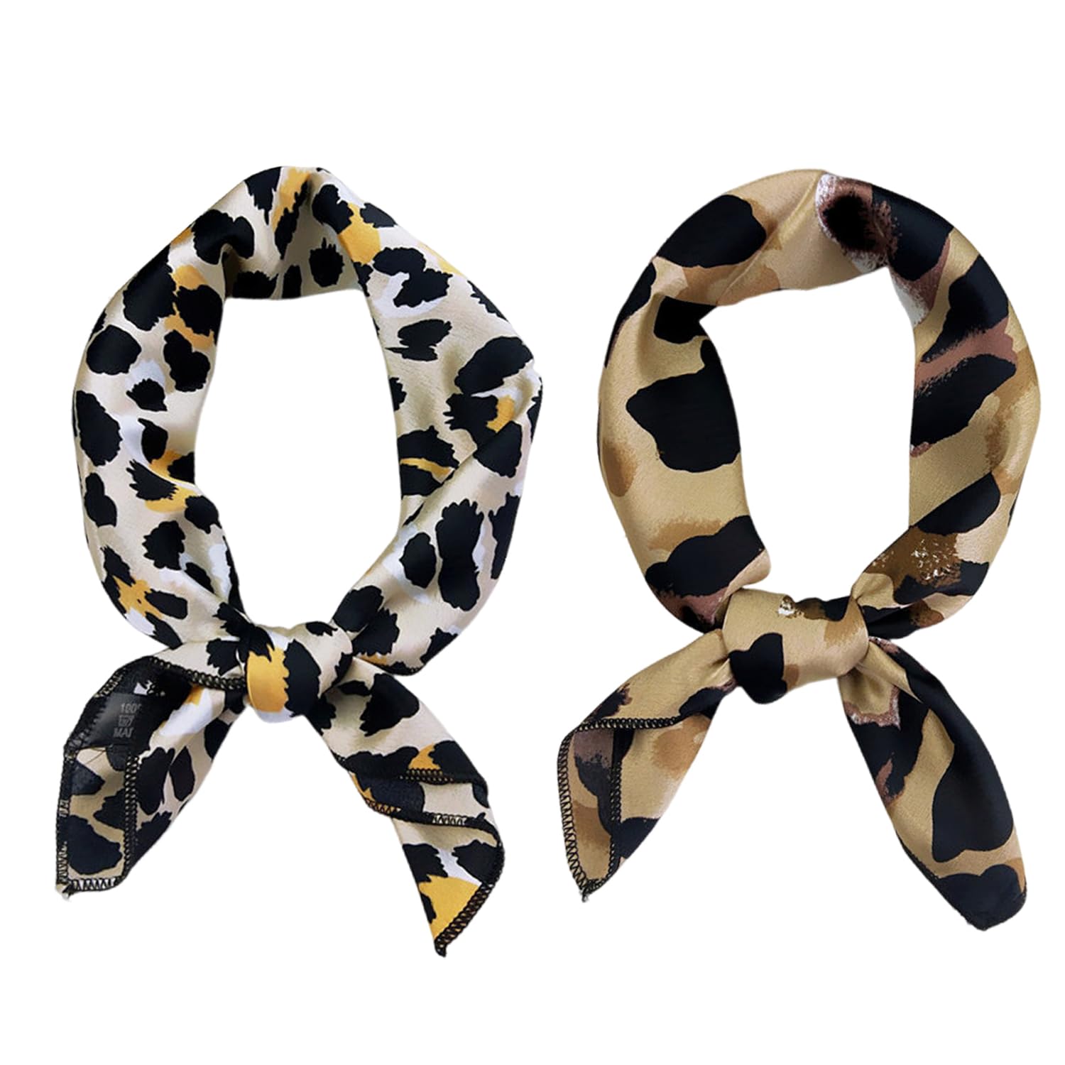 Tvsvkwe Unisex Multicolor 2 Pieces Of Leopard Print Scarf, Retro And Fashionable, Soft And Comfortable, Multi-Functional Small Square Scarf, Women's Clothing Decoration