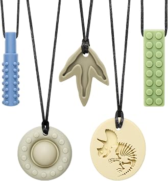 MISSLILI Sensory Chew Necklaces for Kids Aggressive Chewers | Silicone Chewelry for Autism, ADHD, Oral Motor Therapy & Baby Teething BPA-Free, Textured Surface