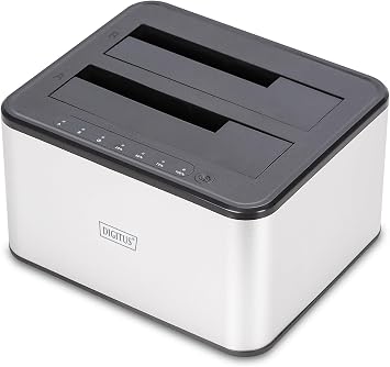 DIGITUS DA-71540-2 – Dual SATA HDD Docking Station – USB 3.0 – 2.5 inch / 3.5 inch SSD and – SATA for Hard Disk 3 – Clone Function – Plug and Play – Gray