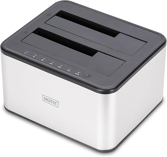 DIGITUS DA-71540-2 – Dual SATA HDD Docking Station – USB 3.0 – 2.5 inch / 3.5 inch SSD and – SATA for Hard Disk 3 – Clone Function – Plug and Play – Gray