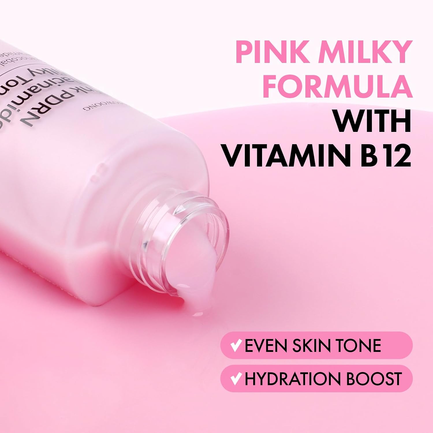 TOSOWOONG Pink PDRN Niacinamide Milky Toner, Niacinamide 5% Dark Spot Care, Salmon DNA PDRN Soothing, 3 Ceramides & 12 Peptides Moisturizing, Glass Glow Skin, Korean Skincare, 150ml / 5.07 fl. oz. - Image 3