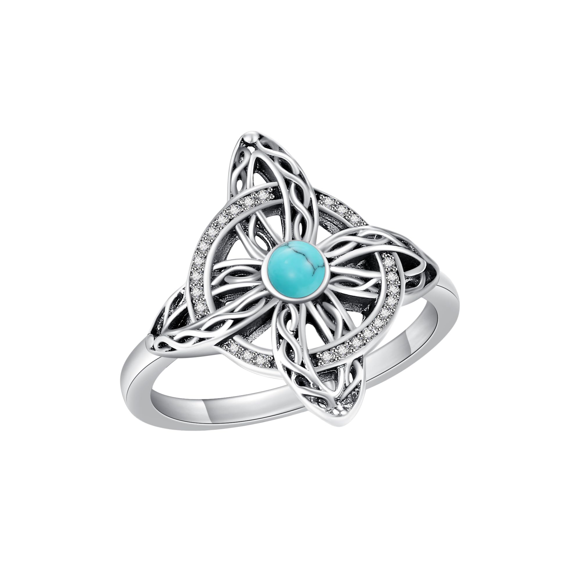 YAFEINI Witches Knot Ring Moonstone/Moss Agate/Black Onyx/Turquoise Sterling Silver Witch Knot Jewelry Mothers Day Gifts for Women