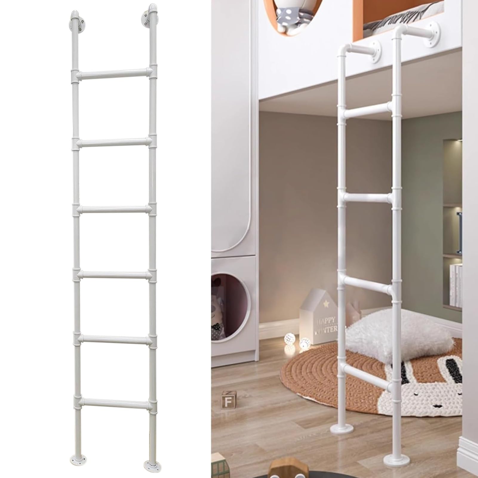 Échelle de secours murale en fer noir pour grenier et lit superposé - Hauteur ajustable 100-300cm