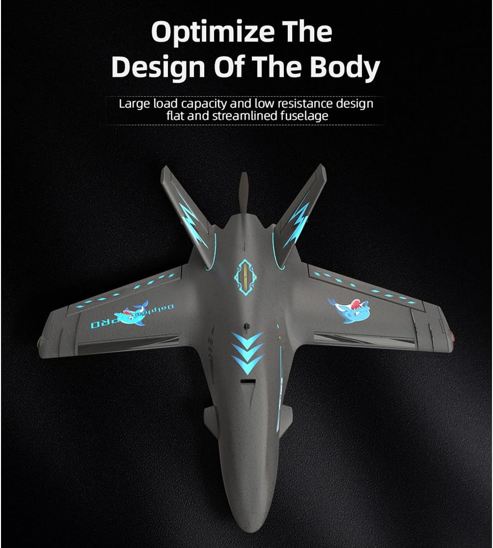 Dolphin Pro FPV RC Airplane, EPP Remote Control Airplane Fixed-Wing Aircraft DIY Throw-Launch Quick-Assembly EPP RC Plane with Lights, Birthday Gift for Adults -RTH/KIT