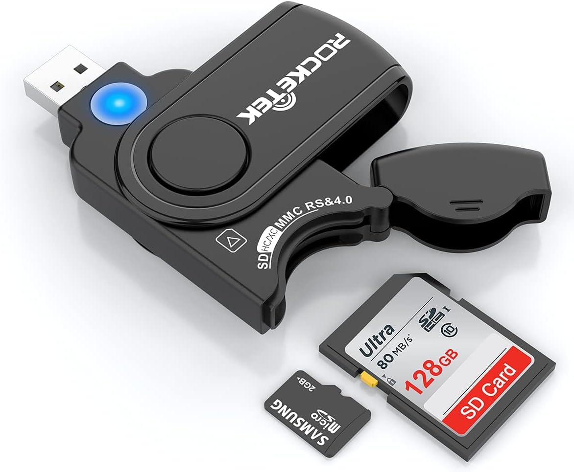 Rocketek 2 in 1 SD Card Reader, USB 3.0 Memory Card Reader