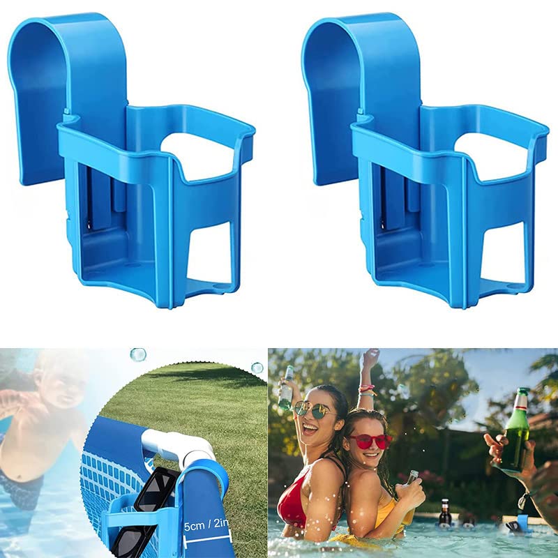 WANGCL 2PCS Poolside Cup Holder for Above Ground Pools Pool Cup Holder Pool Drink Holder Fits 2 Inch or Less Round Top Bar (Square - Image 2