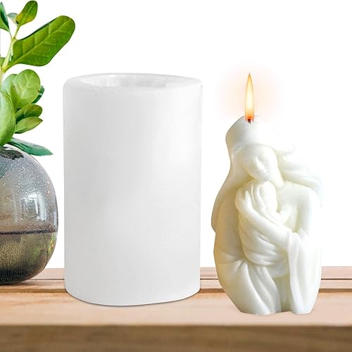 Miniatura 7 de Molde de vela de silicona 3D Virgen María, bendita Virgen María con escultura de bebé Jesús, molde de resina hecho a mano, molde de cera aromática