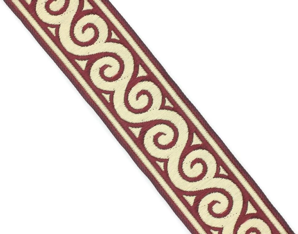 11 Yard Spool 1.37" Wide Bordeaux and Gold Elegance Woven Border Jacquard Ribbon Embroidered Sewing Trim Banding Tape 35061