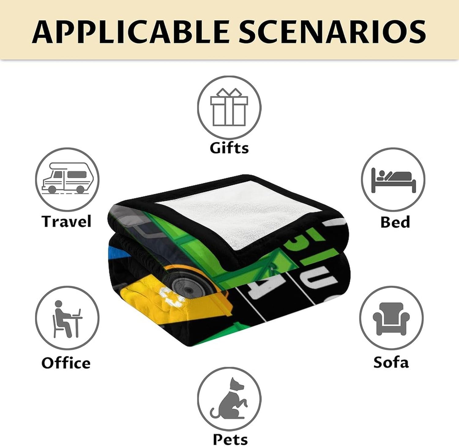 Mercuryelf Custom Garbage Truck Blanket Gift - 60x80 Inches Funny Throw Blankets for Boys - Black Soft, Fuzzy & Warm Throws for Bed, Couch