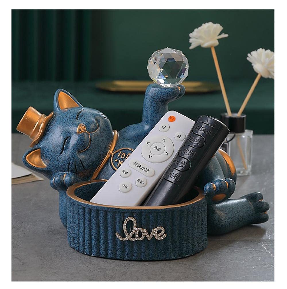 Scultura Statua Caja De Almacenamiento Creativa para Gatos con Bola De Cristal, Decoración del Hogar-B