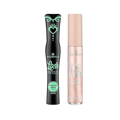 essence  Lash Princess - Máscara de pestañas postizas con efecto de pestañas y tinte de ojos luminoso, sombra líquida 02, paquete de dijes