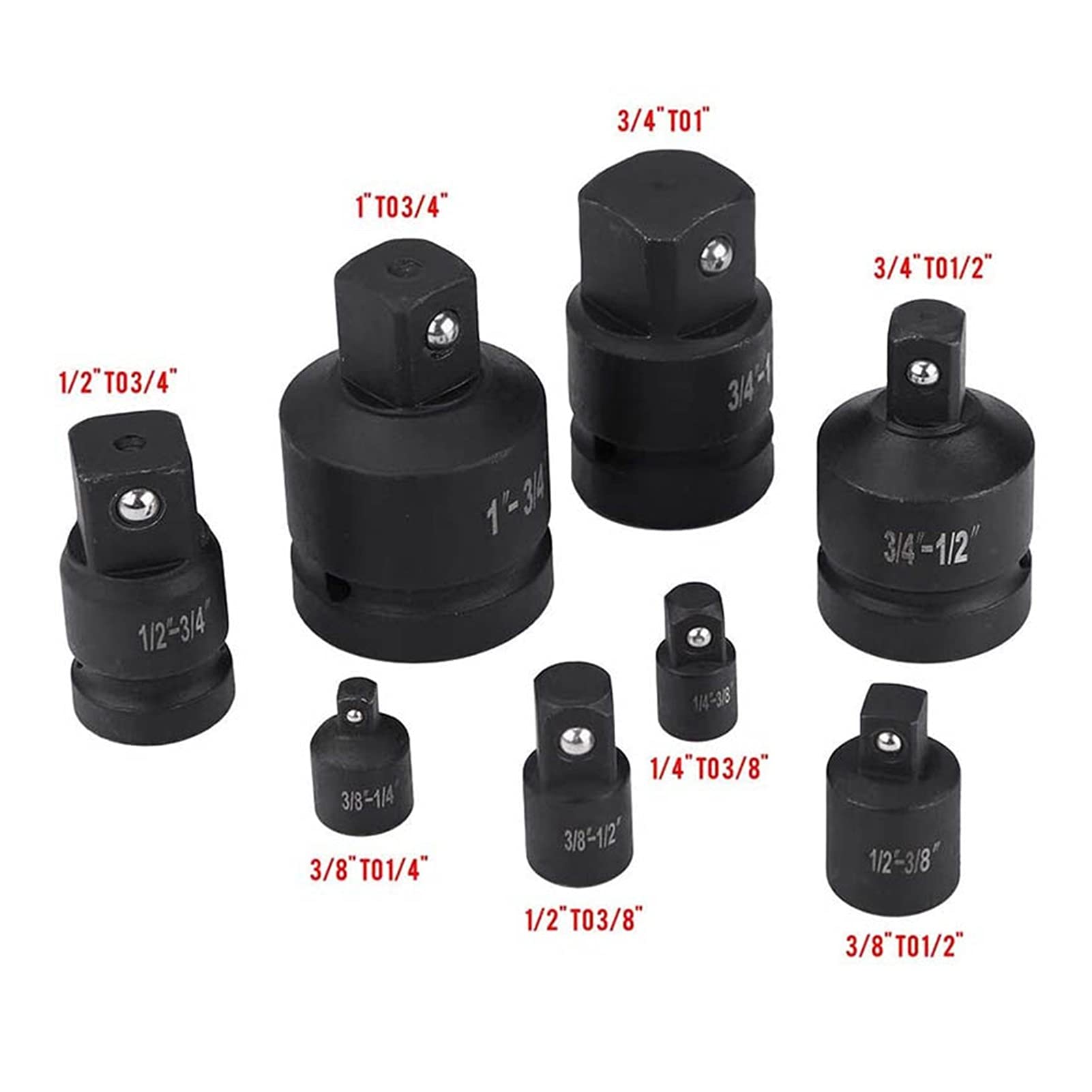 Conjunto de adaptadores de Enchufe de Impacto de 8pc APAPTORES DE CONFORTOR DE Reductor 1/4 "3/8" 1/2 "3/4" 1 "