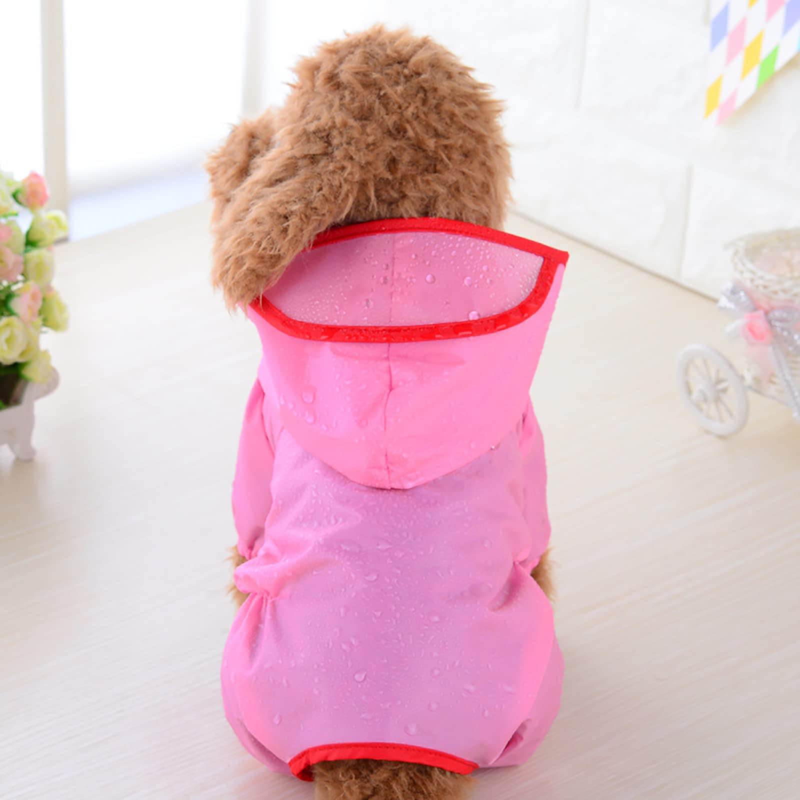 Hunde Regenmantel Mit Kapuze Rosa XS - Wasserdichter Poncho Für Kleine Hunde