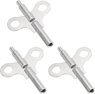 PATIKIL 3 Pcs Double Ended Wrench Clock Key for Winding, 2.2/4.4mm Hole Dia. 67.3mm Long Steel Clock Keys for Mechanical Alarm Wind Chain Repair Replacement, Silver Tone