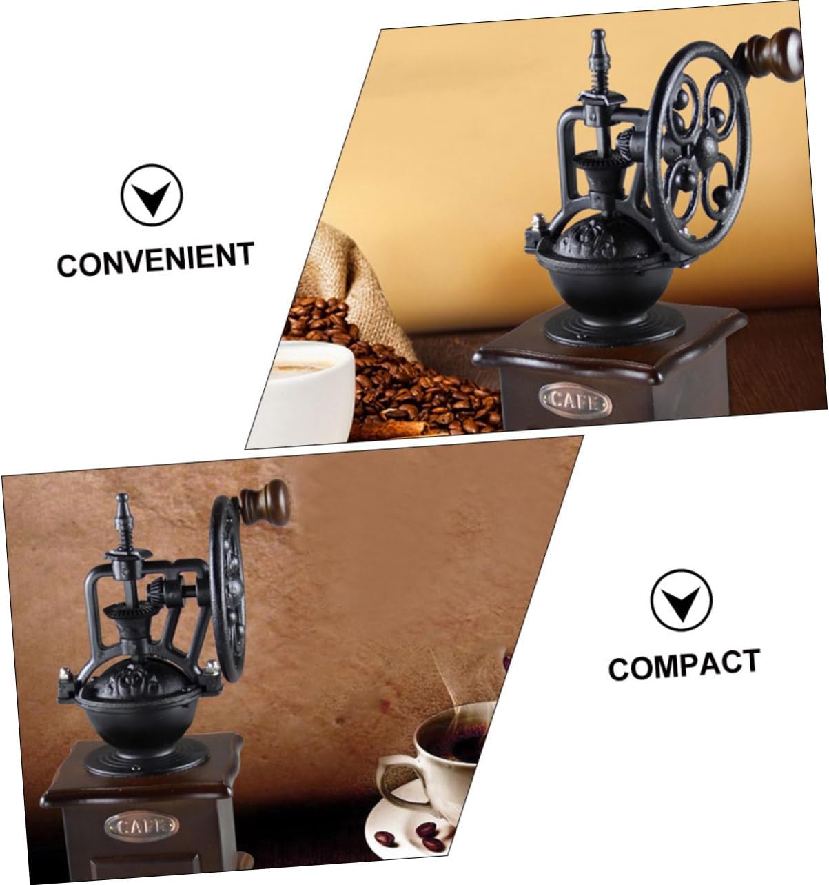 VOSAREA Manual Coffee Bean Grinder Hand Crank Burr Mill Vintage Design Small Portable Easy Cleaning Rich Aroma Quality Materials Kitchen Travel Essential