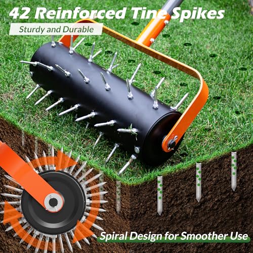 image for Walensee Rolling Lawn Aerator, Heavy Duty Manual Aerator Tool with 42 