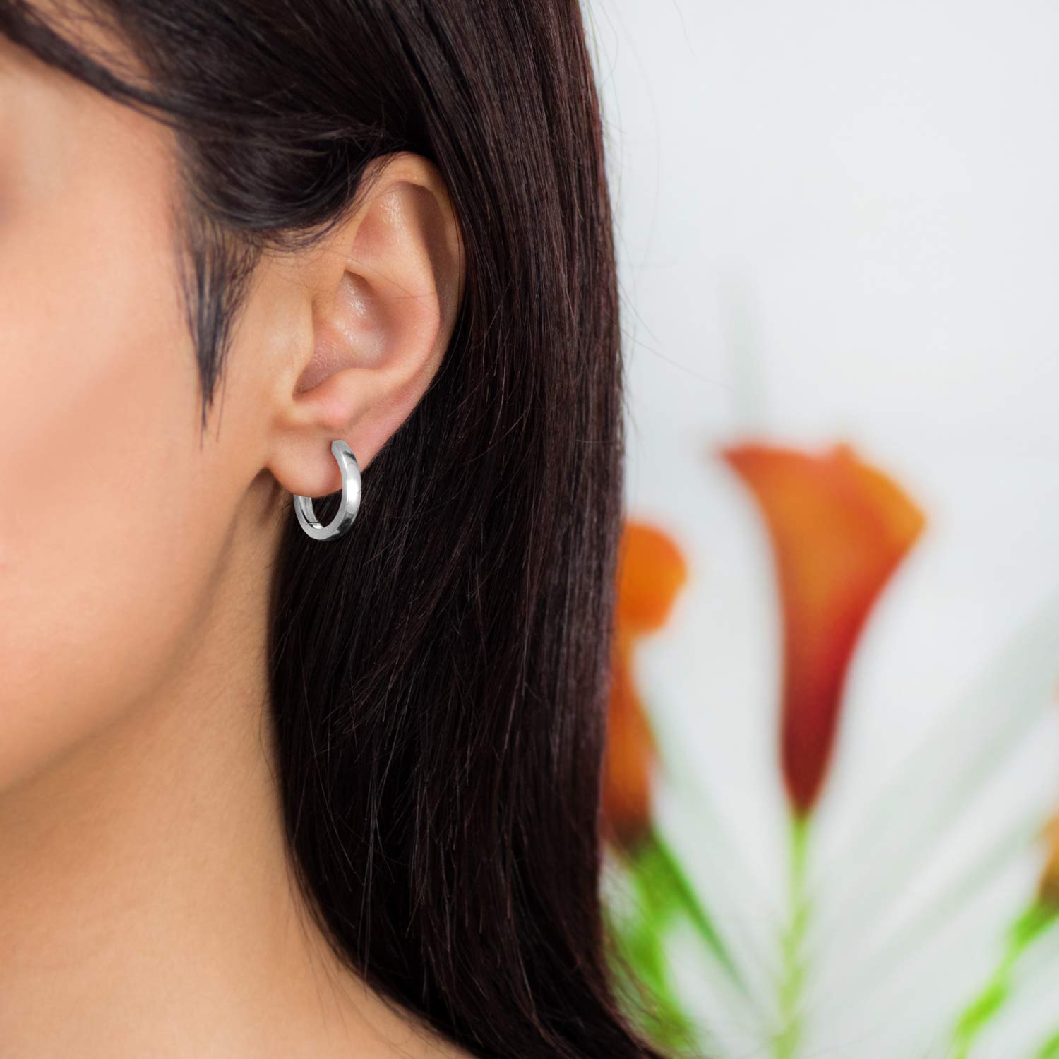 Kleine Creolen Silber 925 - Damen Klappcreolen 17mm SO-358 | Silberohrringe aus hautfreundlichem 925 Sterling Silber rhodiniert oder vergoldet von MATERIA by Matthias Wagner