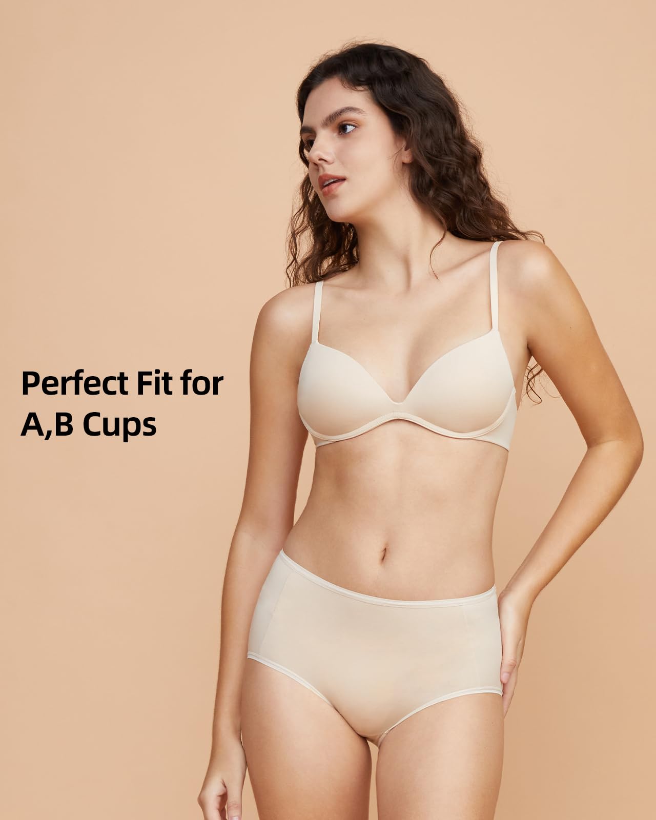 Photo 1 of Zoe Jacobs Nude Push Up Bra for Women, Wireless Padded T-Shirt Bra with Lift Support, Everyday Comfort Fit