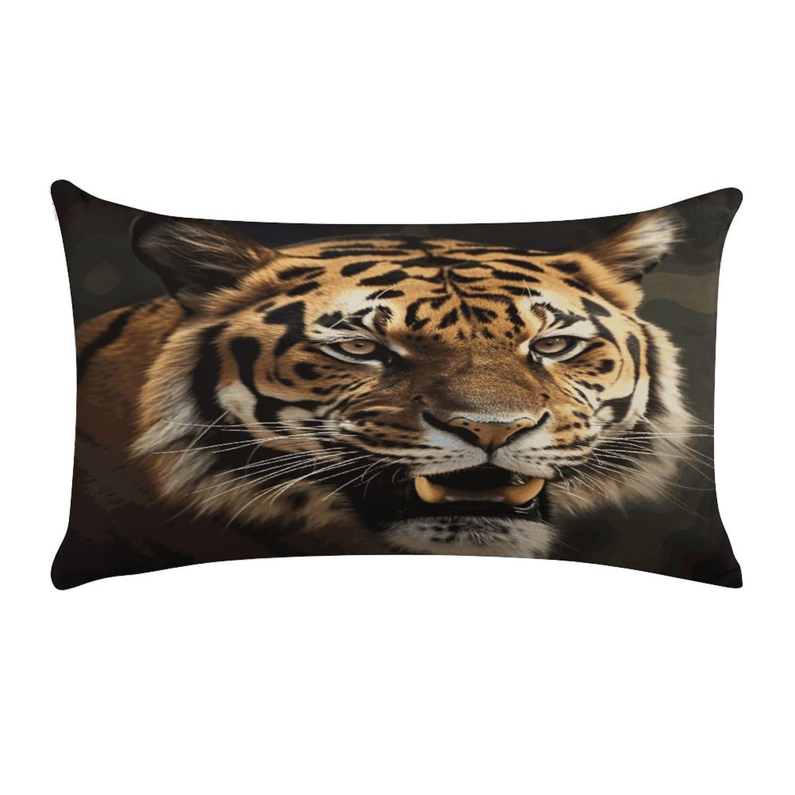 LDGSUPH Tiger Throw Pillow Cover with Zipper Long Throw Pillow Case Anti-Fading Pillow Protector Super Soft Decorative Cushion Case Exquisite Plush Pillowcase12 X 20 in