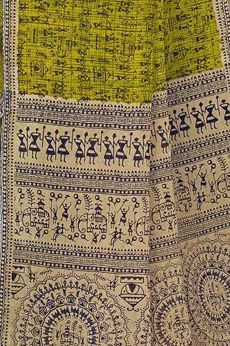 Image of TAMAIRA FASHION Mulmul Pure Cotton Saree For Woman Warli Printed |Office Wear Daily Wear Sarees For Women Without Blouse Piece(Available in 16 Colours)