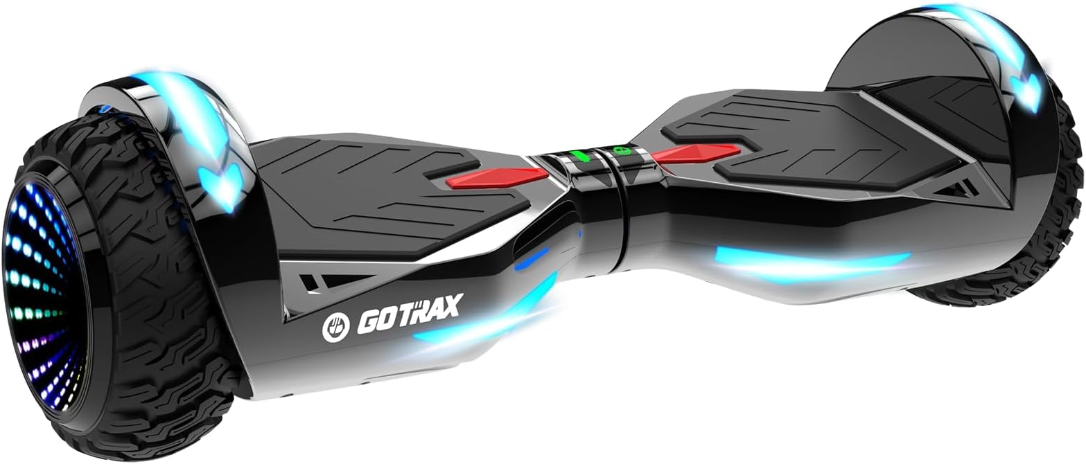 Gotrax Hoverboard with 6.5" LED Solid/Offroad Tires, Max 5/6 Miles Range, 6.2mph Power by Dual Brushless Motor, UL2272 Certified and 65.52Wh/93.6Wh Battery Self Balancing Scooter for 44-176lbs