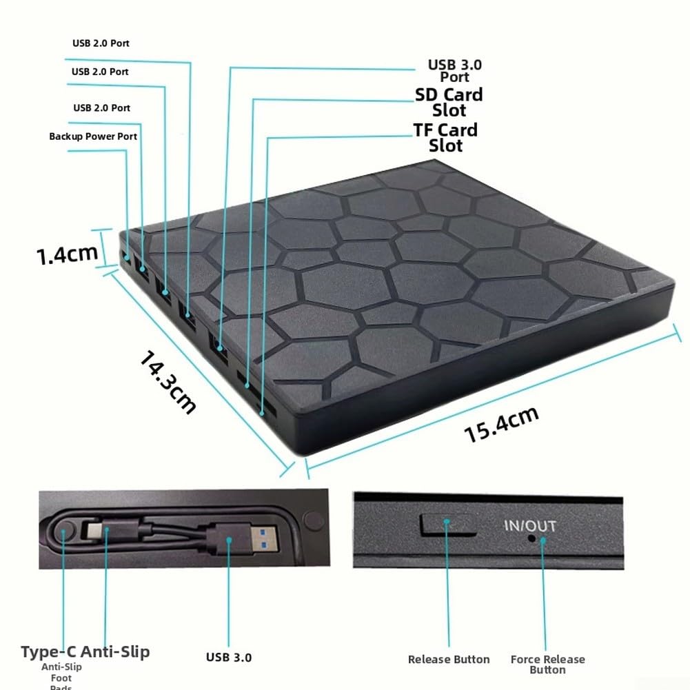 Masterizzatore DVD Esterno USB 3.0 Hub 7-in-1