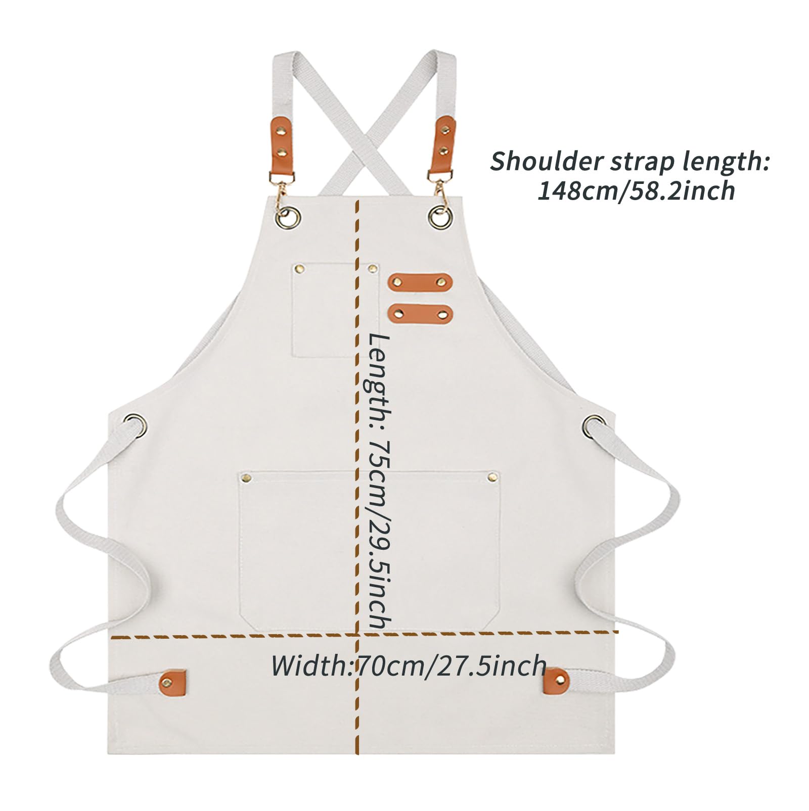 Nanxson Canvas apron Adjustable tool apron Multi Function Work waterproof Apron with Pockets CF3062 - Image 3