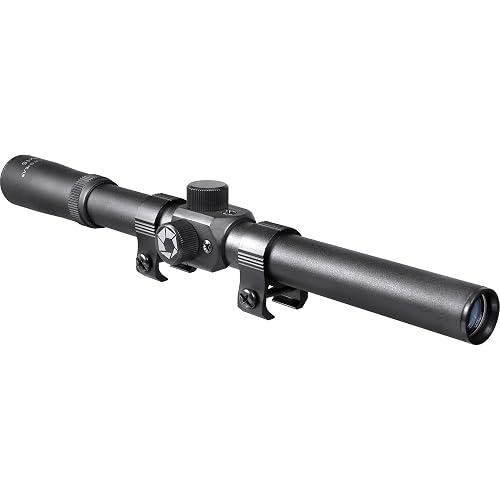 Barska 4X Rimfire Rifle Scope – 30/30 Reticle, Parallax Free at 50 Yards, Coated Optics, 1/4 MOA Windage & Elevation, Includes 3/8" Rings, Matte Black for .22 Small Bore Rifles