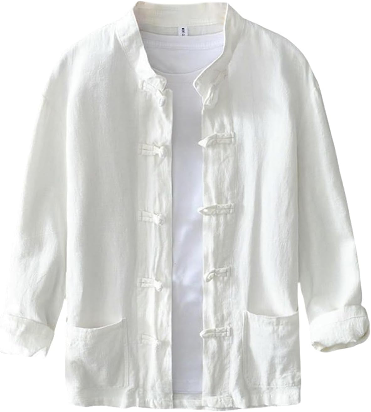 Men's Retro Chinese Style Hanfu Tang Suit Cotton Linen Long Sleeve Shirt