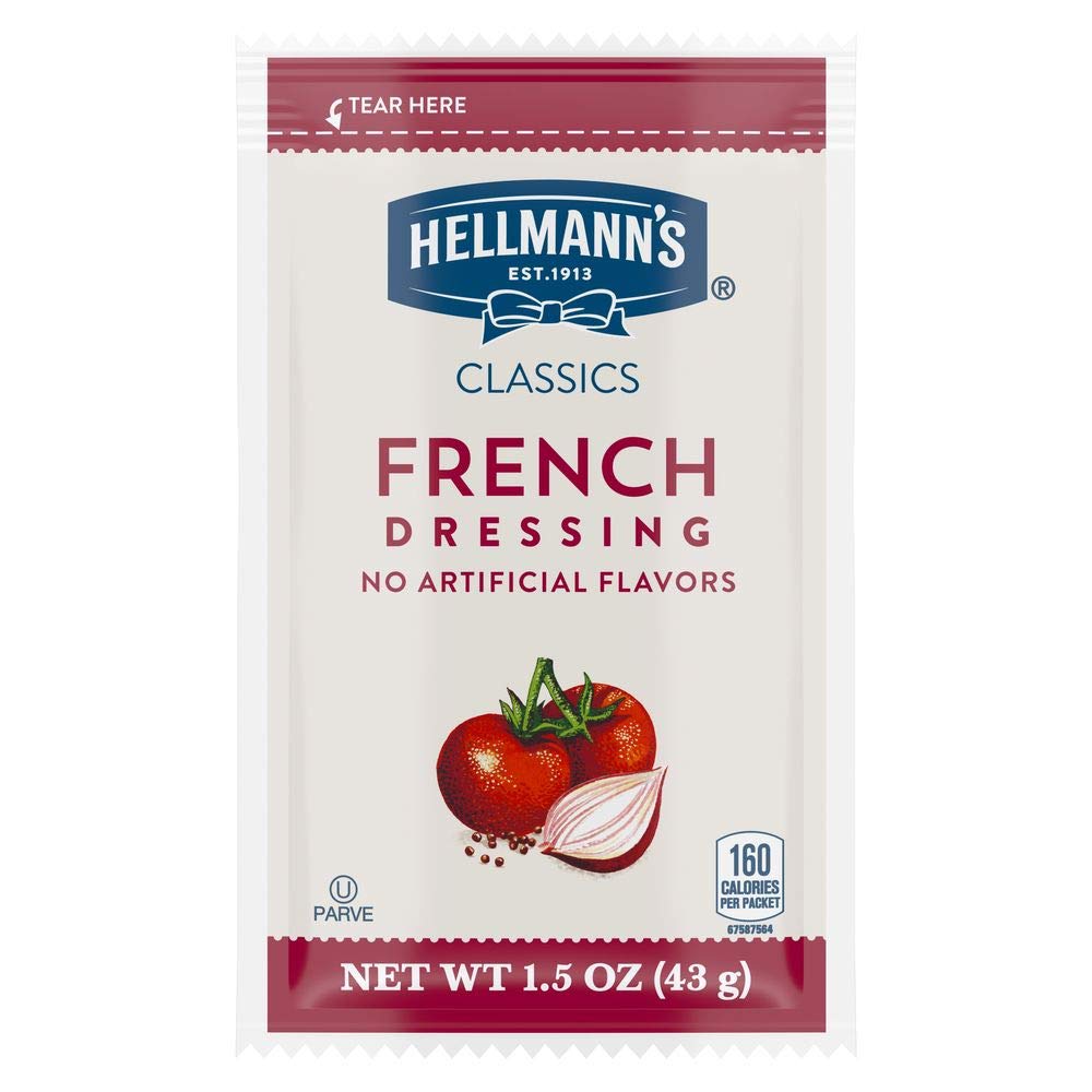 Classics French Salad Dressing Portion Control Sachets Gluten Free, No Artificial Flavors or High Fructose Corn Syrup, Colors from Natural Sources, 1.5 oz, Pack of 102
