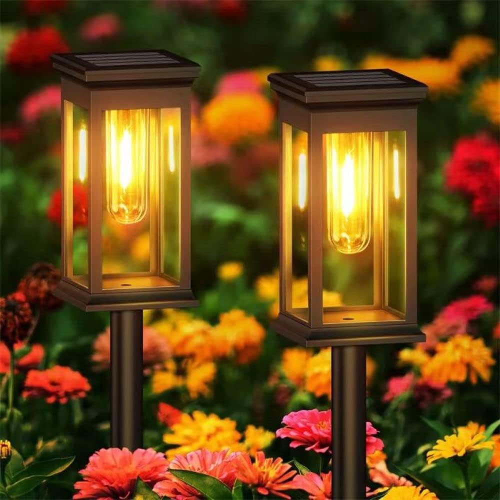 KYUQY Solar Pathway Lights Outdoor, 2 Pack Upgraded Solar Outdoor