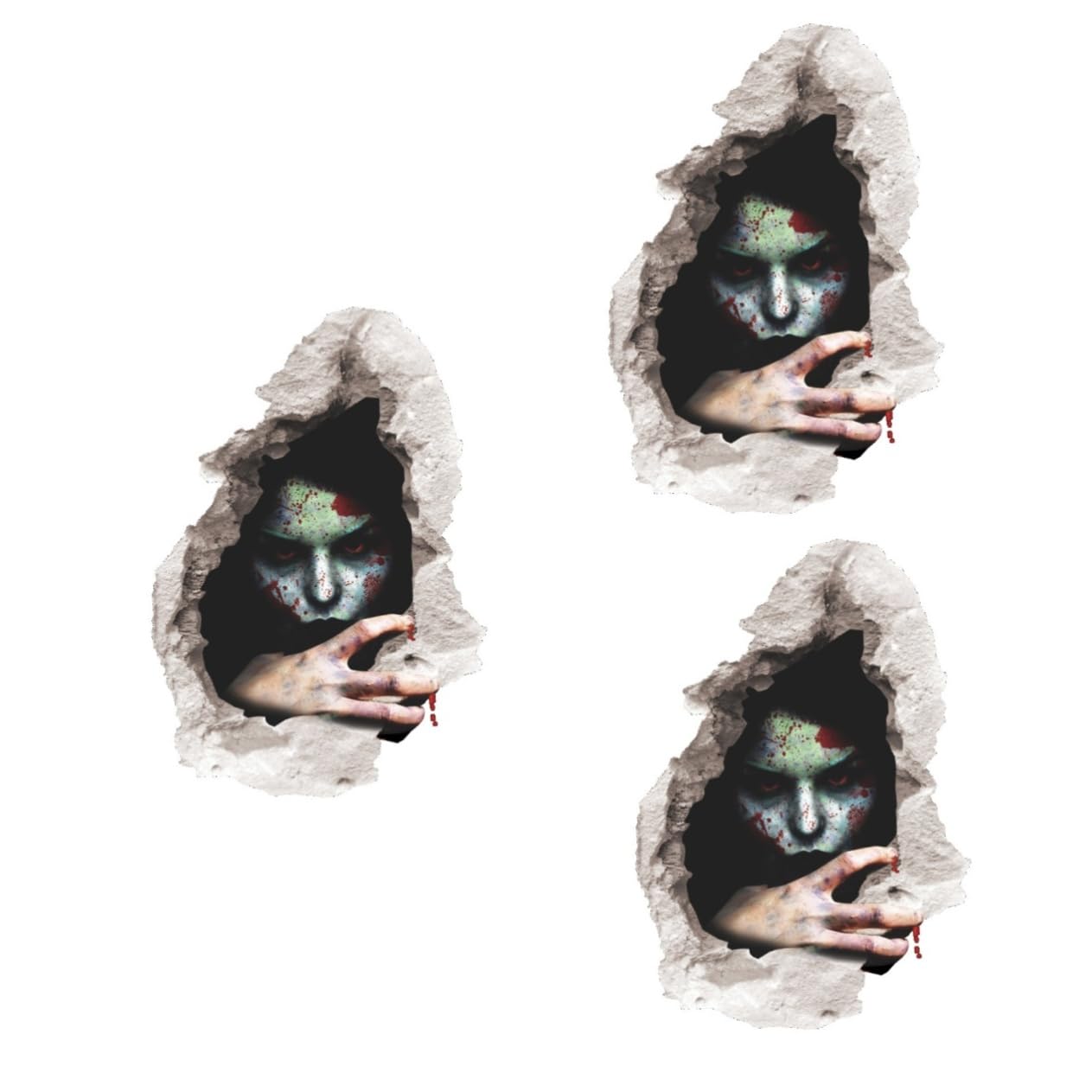Autocollants muraux 3D Halloween Toyvian - Lot de 3 stickers amovibles pour décoration festive