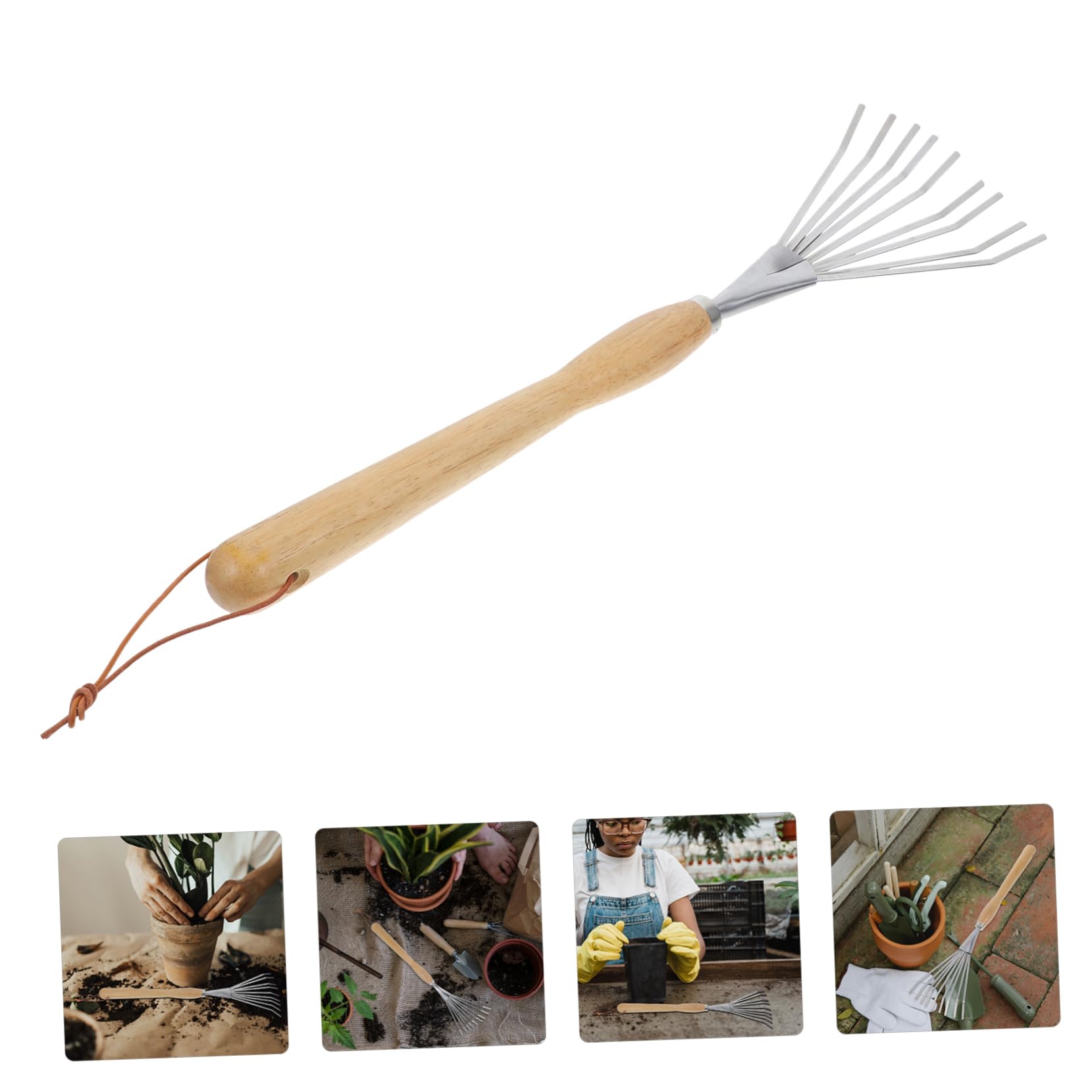 Rastrillo De Jardín para Césped y Herramienta De Mano con Mango Ergonómico para Plantar y Aflojar Tierra