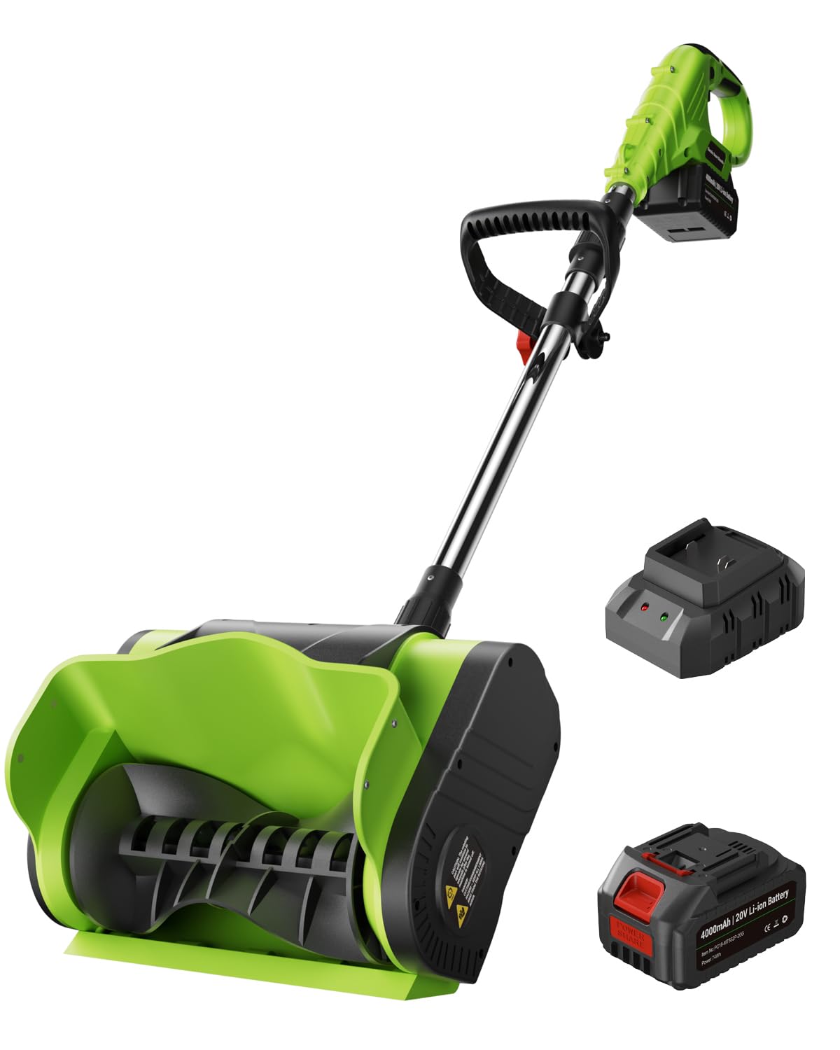 Electric Snow Shovel Cordless?20V | 12-Inch | 4-Ah Cordless Snow Blower, Battery Snow Blower with Directional Plate & Adjustable Front Handle(Battery & Quick Charger Included