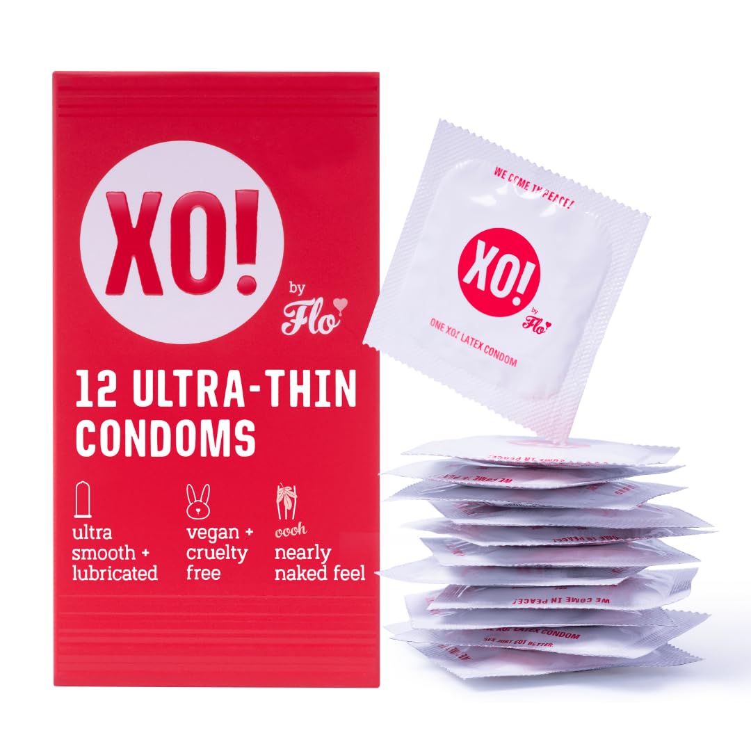 XO! Ultra-Thin Righteous Rubber Condoms, PETA-Certified Vegan, Fairly-Traded Latex, Well-Lubricated, Cruelty Free, Parabens & Glycerin Free, 12-Count