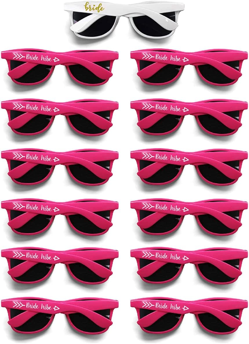 Bachelorette Party Sunglasses – 12 Pack Bride Tribe & Bridesmaid Wedding Glasses Bulk