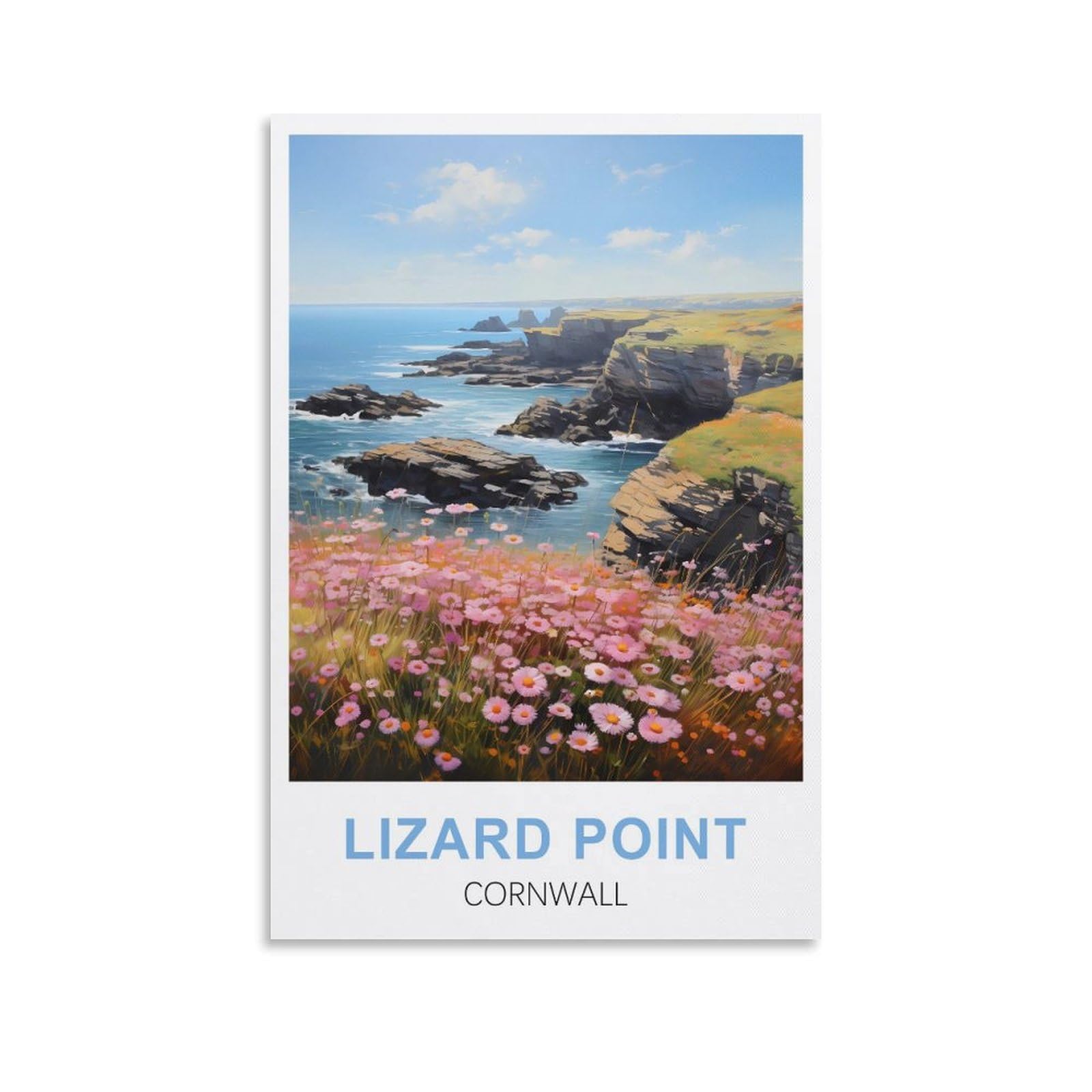 Fzyuen Unframe-Style Lizard Point Cornwall Vintage Travel Poster 12X18inch(30X45cm) Canvas Wall Art Prints For Wall Decor Room Decor Bedroom Decor