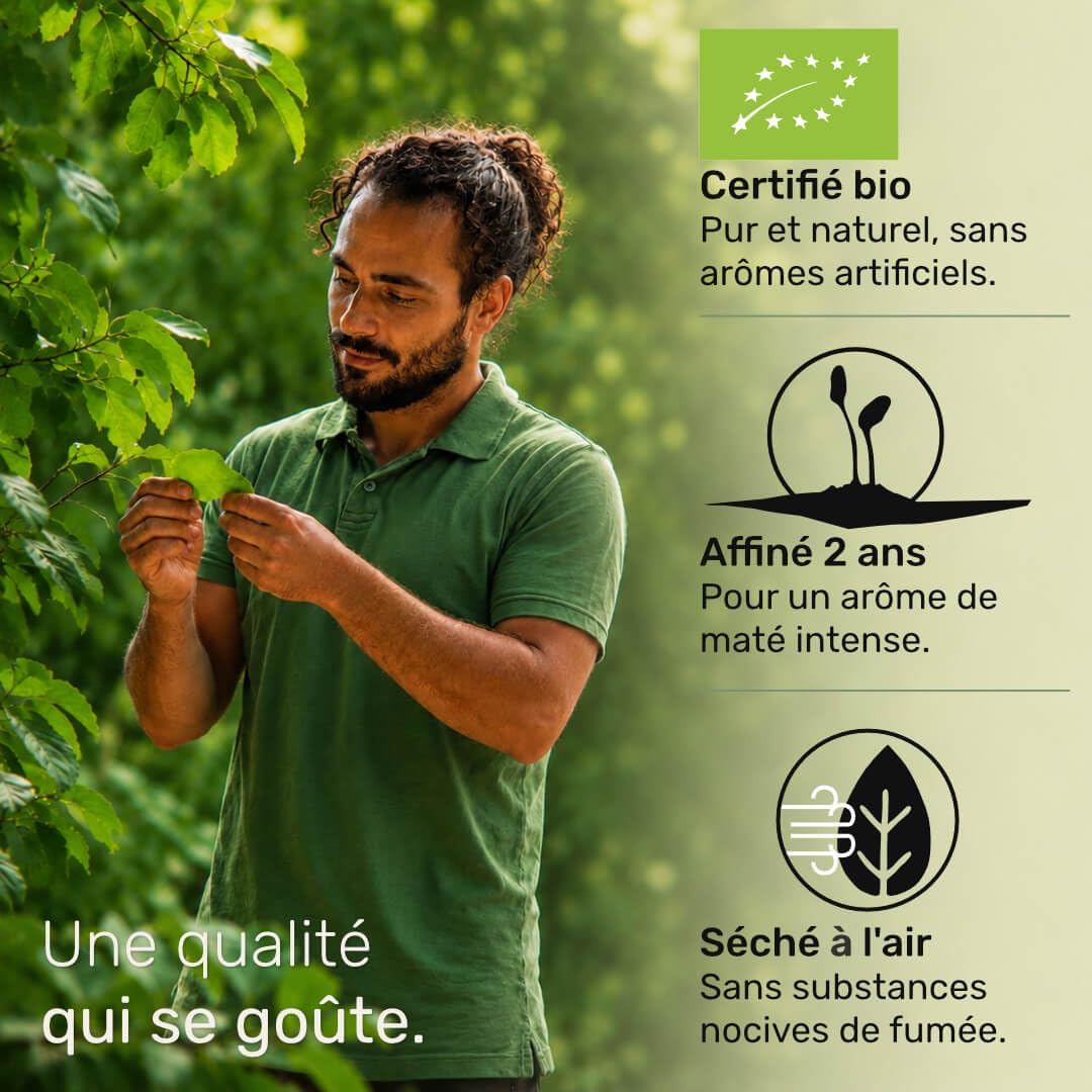 Yerba Maté Bio 1kg ● Feuilles Pures ● Maté Vert Non Fumé ● L’Original ● Sans Tiges ni Poudre ● Cultivé Traditionnellement
